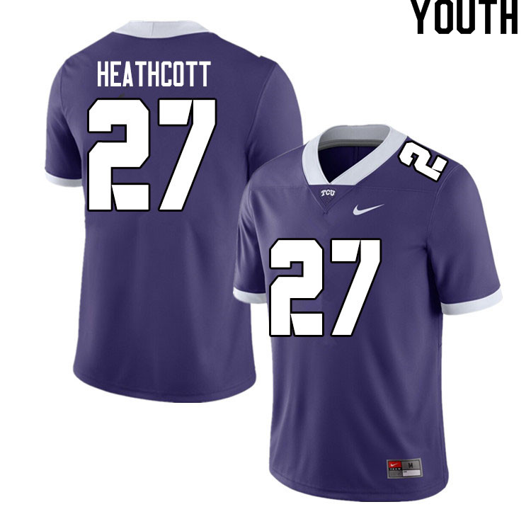 Youth #27 Jack Heathcott TCU Horned Frogs College Football Jerseys Sale-Purple